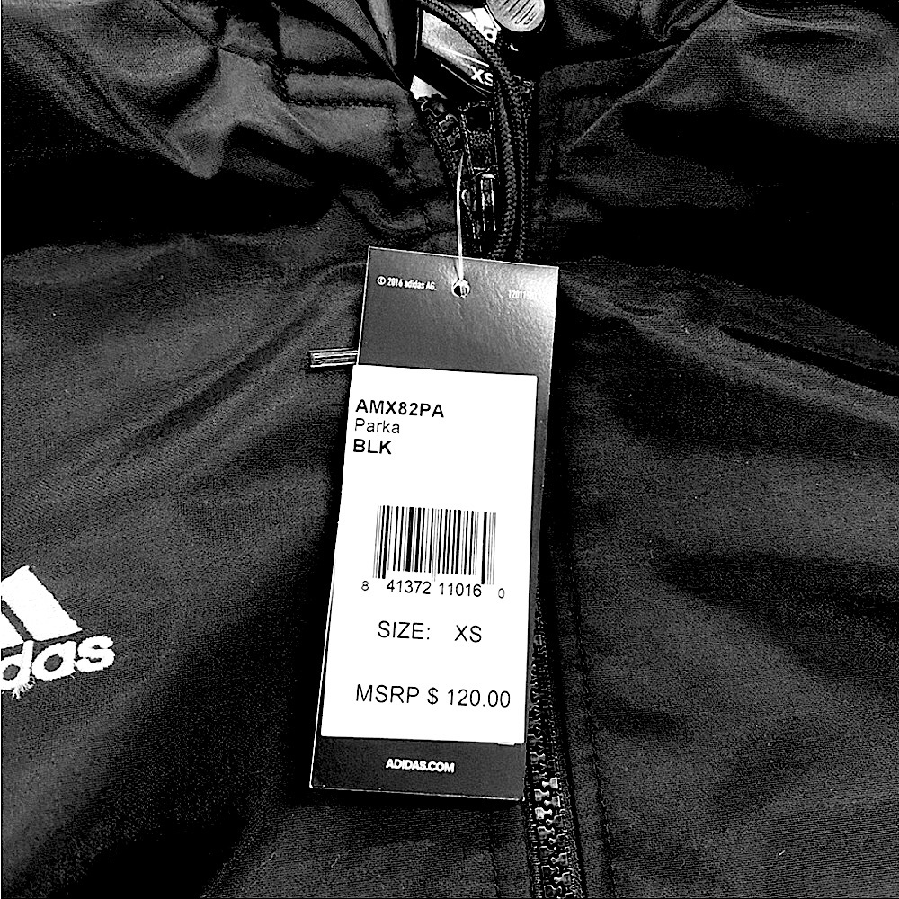 🆕ADIDAS® Black/White Full Length Parka Coat - Picture 6 of 12